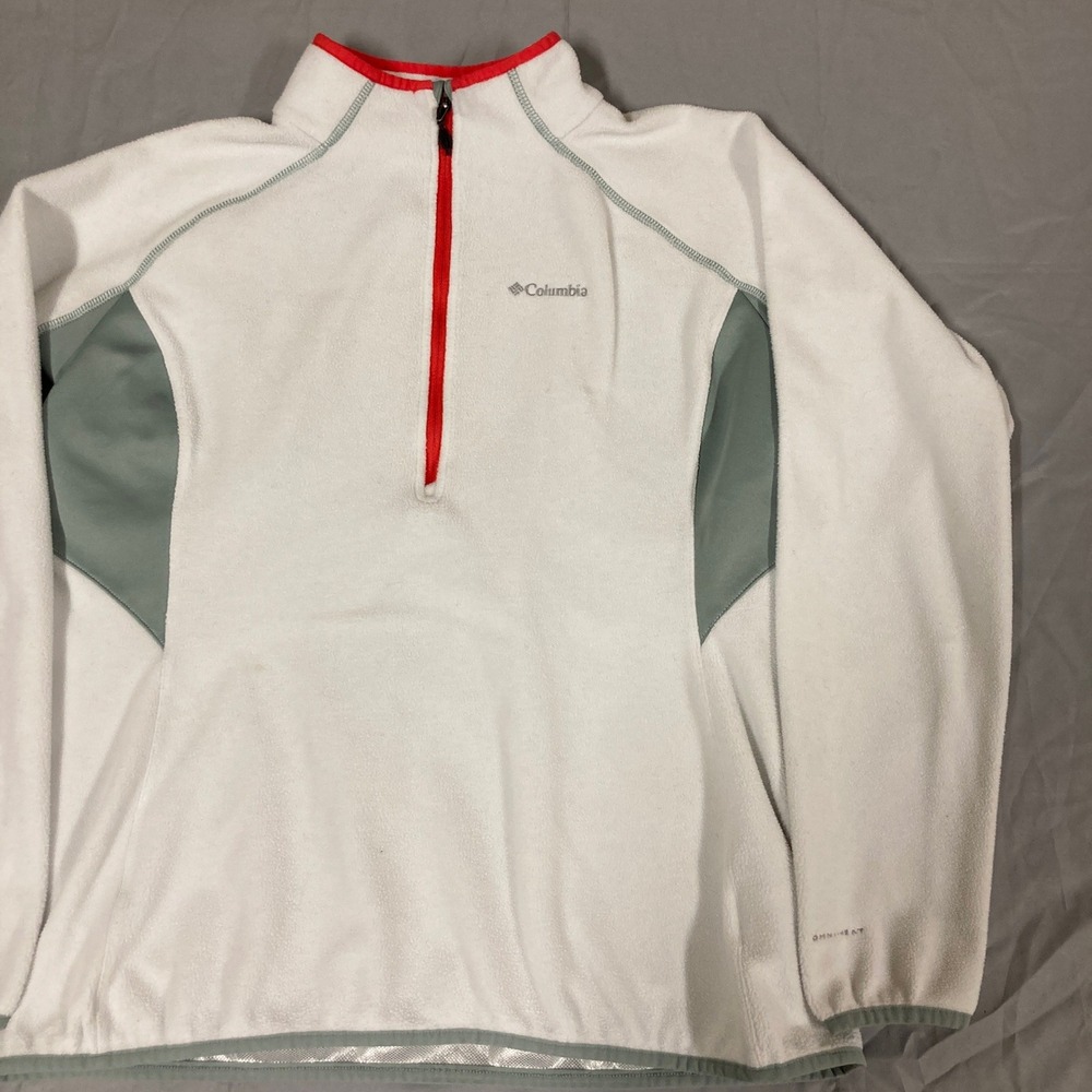 Columbia Omni-Heat Fleece Pullover Quarter Zip White Red XL AL6321‎ - Picture 3 of 14